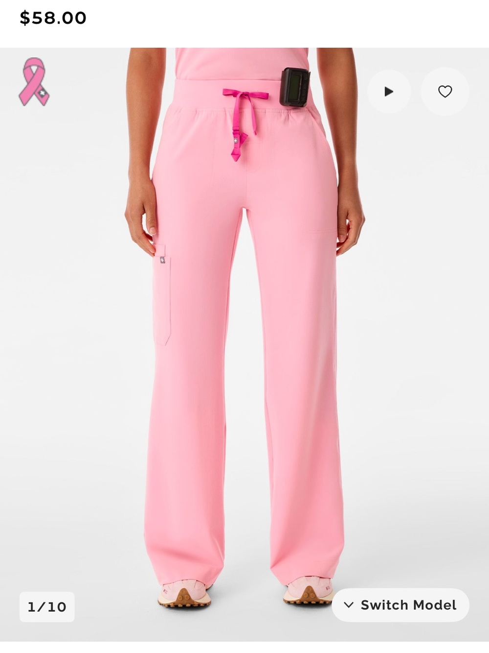 Figs Women's fight club Pink Drawstring Isabel Wide-Leg Scrub Pants